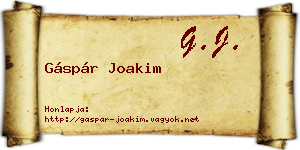 Gáspár Joakim névjegykártya